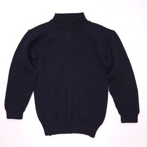 Vintage US Navy Wool Mock Neck Sweater Navy Blue Military Issue Knit 0584